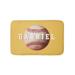 Personalized Old Weathered Baseball Bathroom Mat