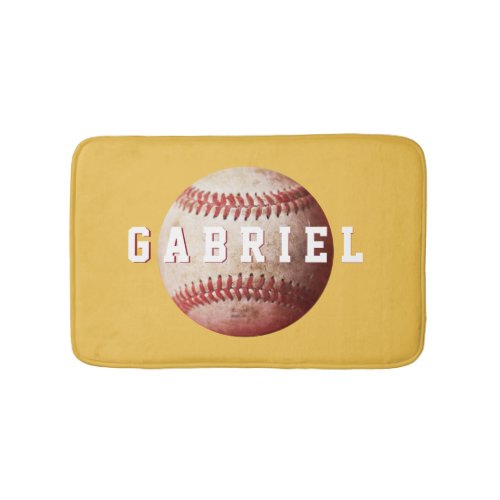 Personalized Old Weathered Baseball Bathroom Mat