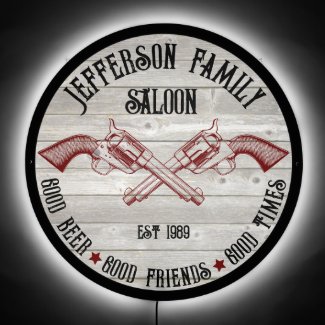 Personalized Old West Saloon Crossed Six Shooters