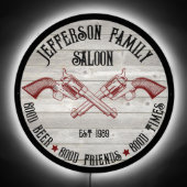 Personalized Old West Saloon Crossed Six Shooters LED Sign (Front)