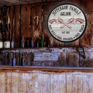 Personalized Old West Saloon Crossed Six Shooters