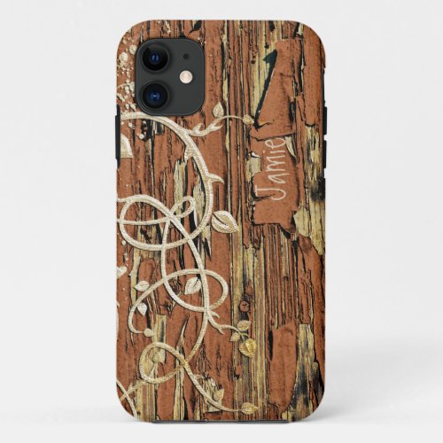 Personalized Old Wood Country Chic iPhone 11 Case