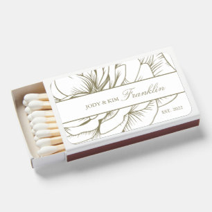 Personalized Olive Botanical Wedding Matchboxes