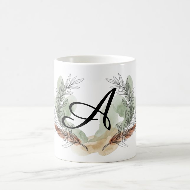 Personalized Olive Branch Monogram Mug | Botanical (Center)
