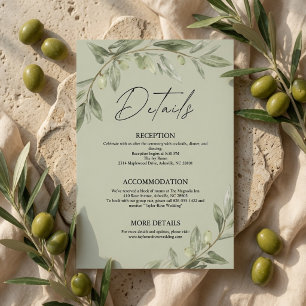 Personalized Olive Branch Wedding Details Enclosure Card