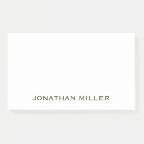 Personalized Olive Green and White Monogram 10x6 Post_it Notes