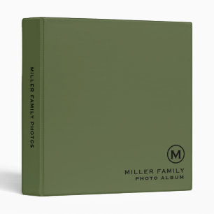 Personalized Olive Green Family Photo Album 3 Ring Binder