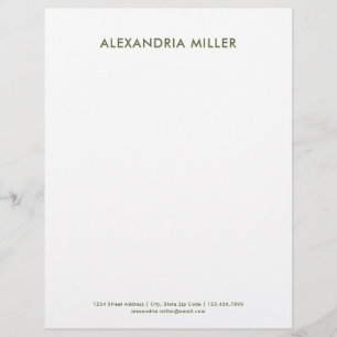 Personalized Olive Green Minimalist Letterhead