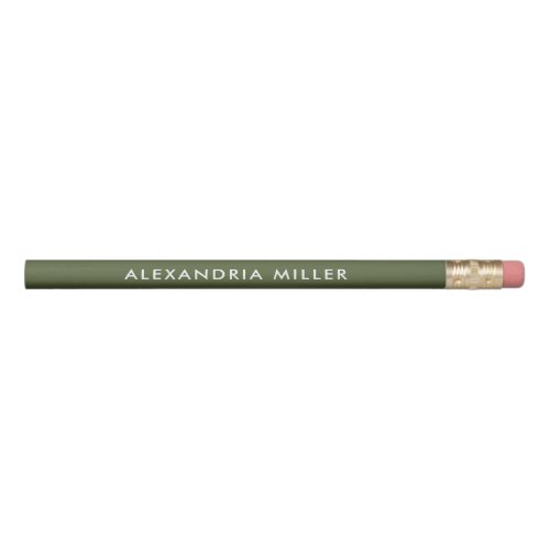 Personalized Olive Green Minimalist Pencil