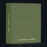 Personalized Olive Green Modern Mini Binder<br><div class="desc">Keep your important notes and documents organized with this personalized olive green modern mini binder. The design features your name in a modern olive green sans serif font on the front with customizable text on the spine. Perfect for school,  work or home organization.</div>