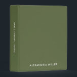 Personalized Olive Green Modern Mini Binder<br><div class="desc">Keep your important notes and documents organized with this personalized olive green modern mini binder. The design features your name in a modern olive green sans serif font on the front with customizable text on the spine. Perfect for school,  work or home organization.</div>