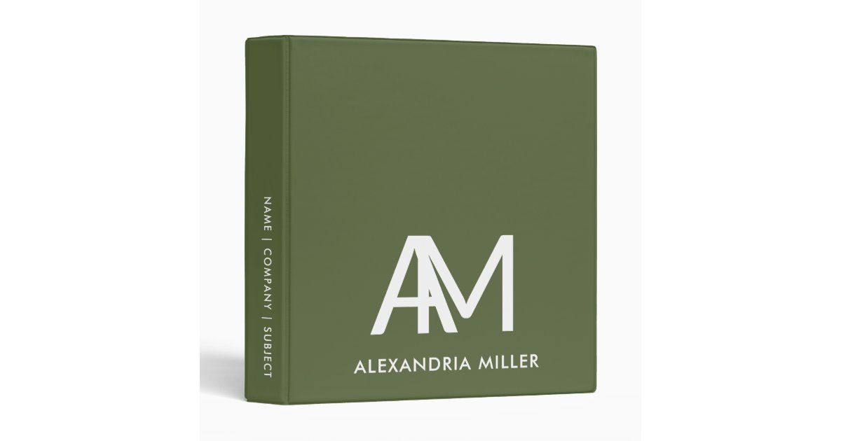 Personalized Olive Green Family Photo Album 3 Ring Binder
