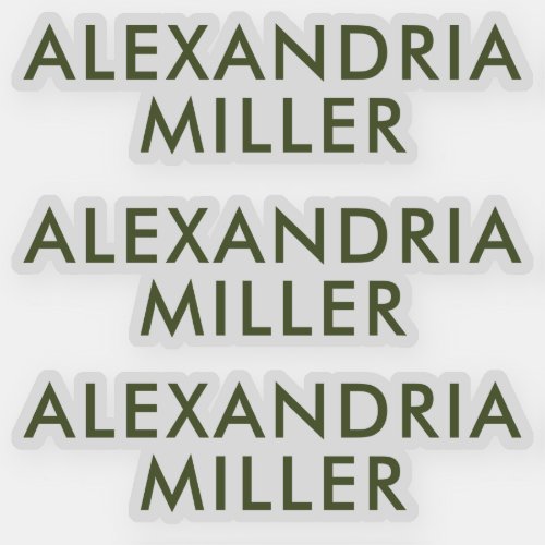 Personalized Olive Green Monogram Laptop Stickers