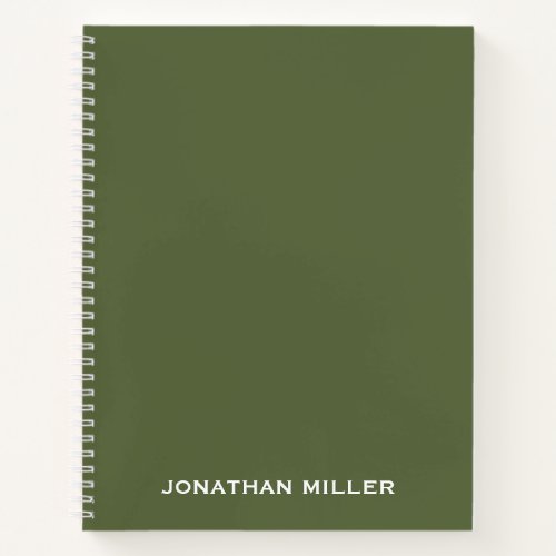 Personalized Olive Green White Classic Typography Notebook