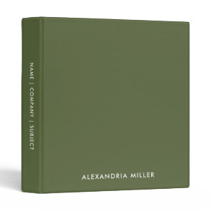 Personalized Olive Monogram 3 Ring Binder