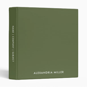 Personalized Olive Monogram 3 Ring Binder