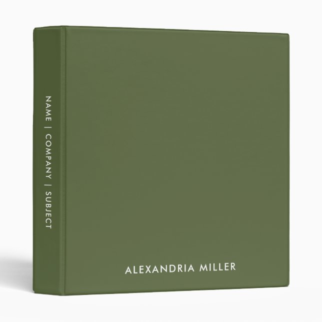 Personalized Olive Monogram 3 Ring Binder (Front/Spine)