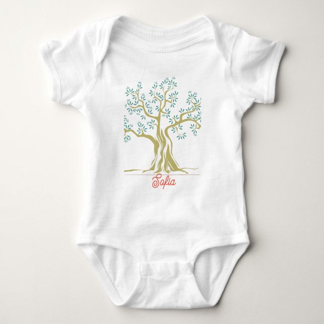 Personalized Olive Tree Baby Bodysuit – Nature (Front)