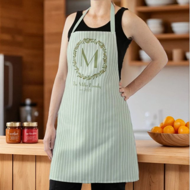 Personalized Olive Wreath Family Monogram  Apron (Creator Uploaded)