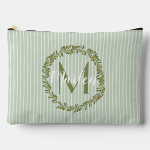 Personalized Olive Wreath Monogram  Accessory Pouch