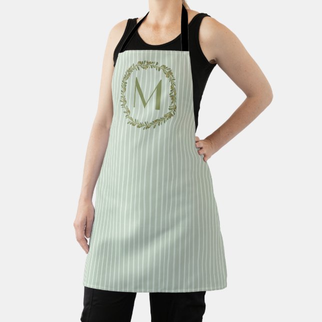 Personalized Olive Wreath Monogram  Apron (Insitu)