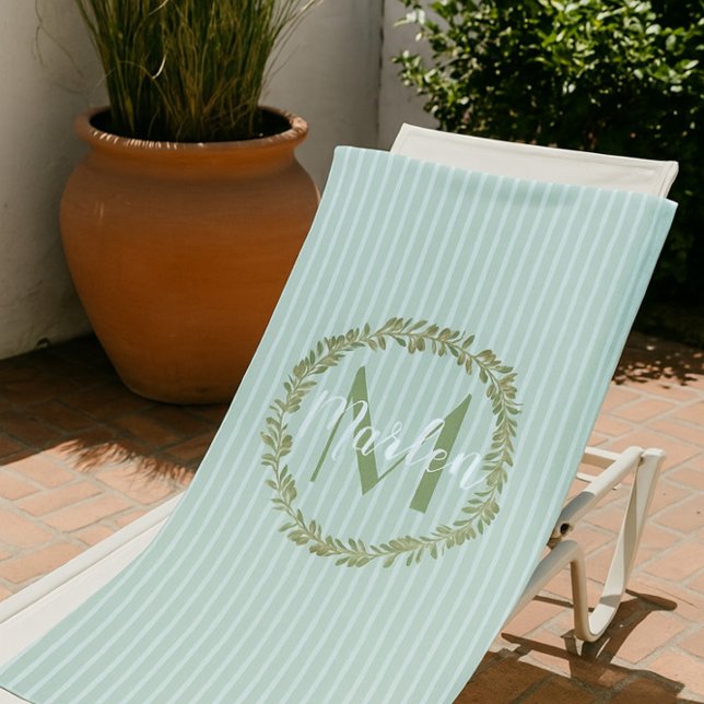 Personalized Olive Wreath Monogram  Beach Towel (Creator Uploaded)