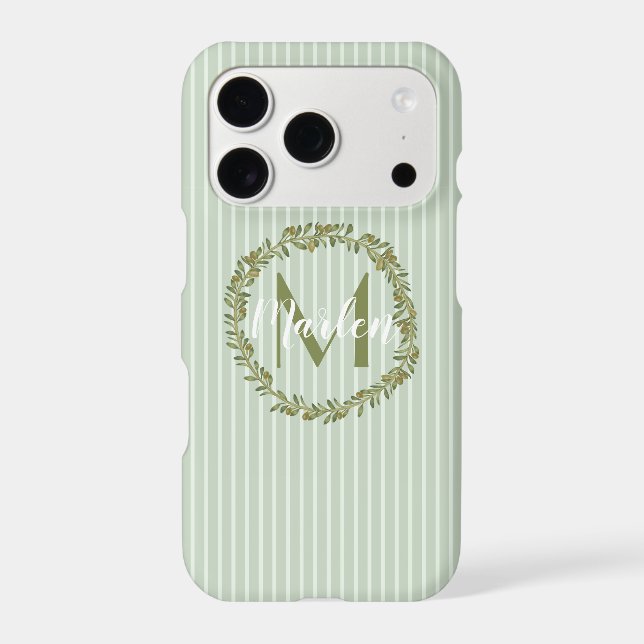 Personalized Olive Wreath Monogram  Iphone Case (Back)