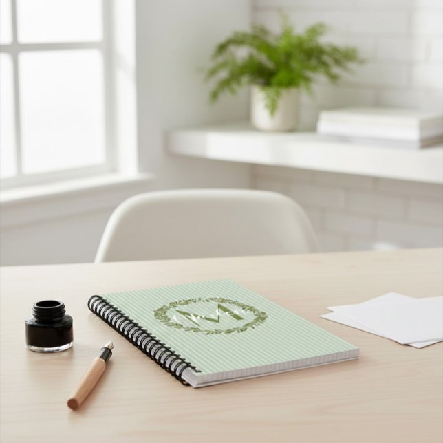 Personalized Olive Wreath Monogram  Notebook (Creator Uploaded)