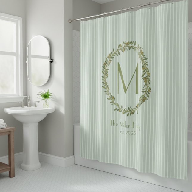 Personalized Olive Wreath Monogram  Shower Curtain (Creator Uploaded)