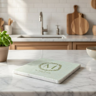 Personalized Olive Wreath Monogram Trivet