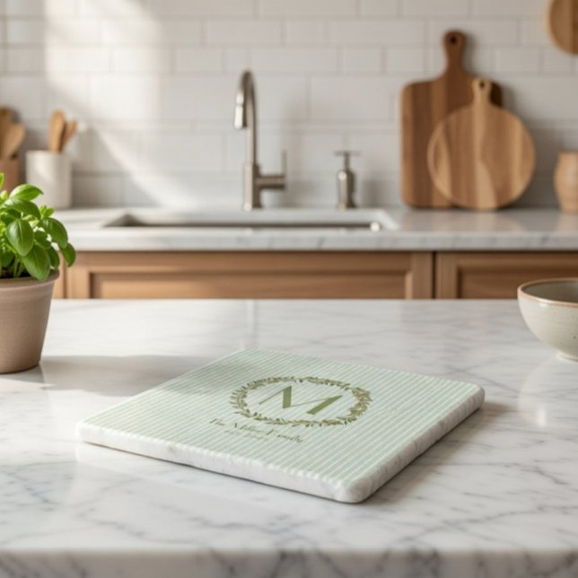 Personalized Olive Wreath Monogram Trivet (Creator Uploaded)