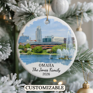Personalized Omaha Ornament, Custom Nebraska Ceramic Ornament