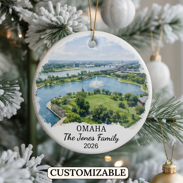 Personalized Omaha Ornament, Custom Nebraska Ceramic Ornament (Creator Uploaded)