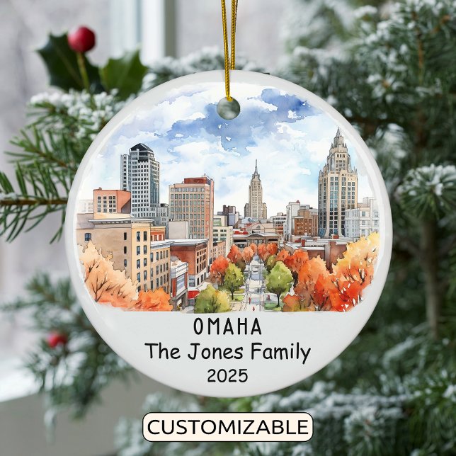 Personalized Omaha Ornament, Nebraska Ceramic Ornament (Creator Uploaded)