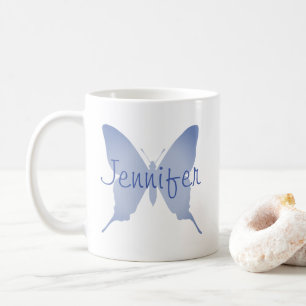 Personalized Ombre Blue Butterfly Coffee Mug