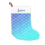 Personalized Ombre Blues Mermaid Scale Stocking