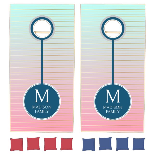 Personalized Ombre Cornhole Board Set with Family  (Set)