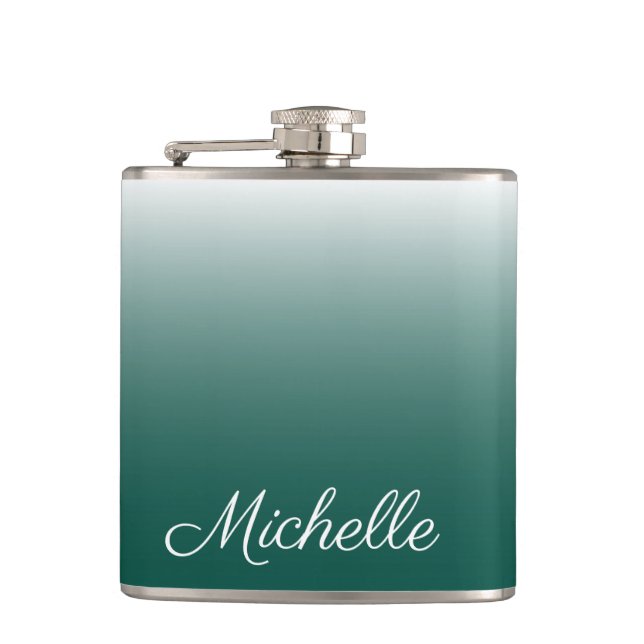 Personalized ombre gradient green flask (Front)