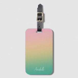 Personalized Ombre Gradient Teal Peach Pink Luggage Tag