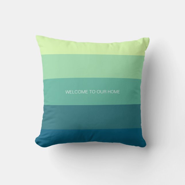 Personalized Ombre Greens Throw Pillow (Front)