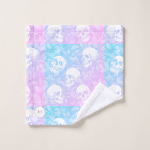 Personalized ombre pastel Goth Skulls  Wash Cloth