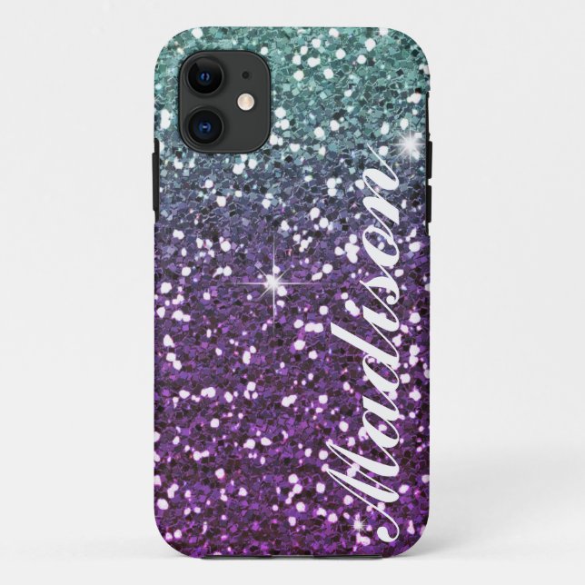 Personalized ombre purple Glitter IPhone5  Case (Back)