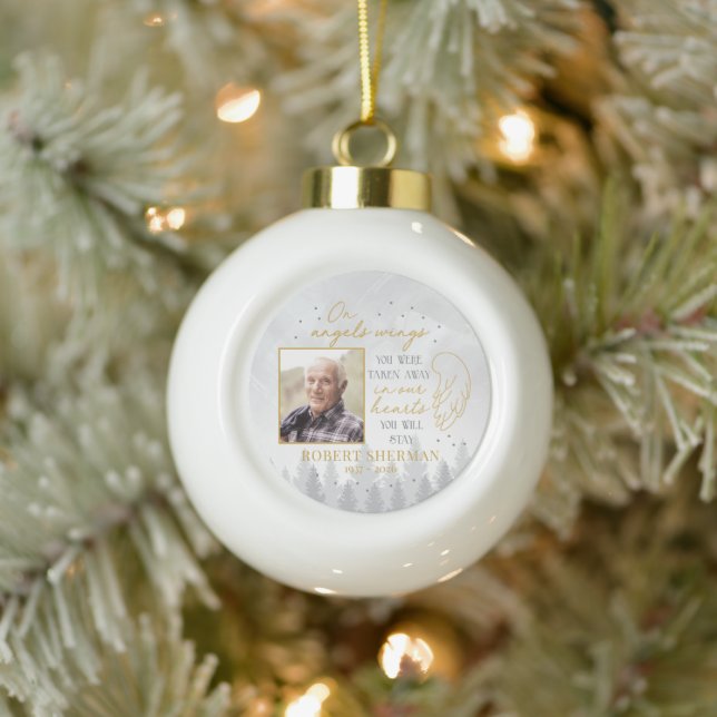 Personalized On Angels Wings Photo Ornament (Tree)