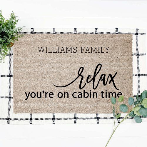 Personalized On Cabin Time Simple Coir Fiber Doormat