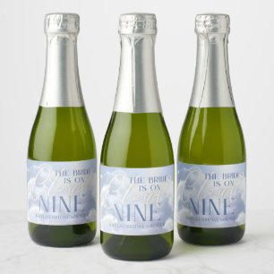 Personalized On Cloud Nine 9 Pampas Bridal Shower Sparkling Wine Label