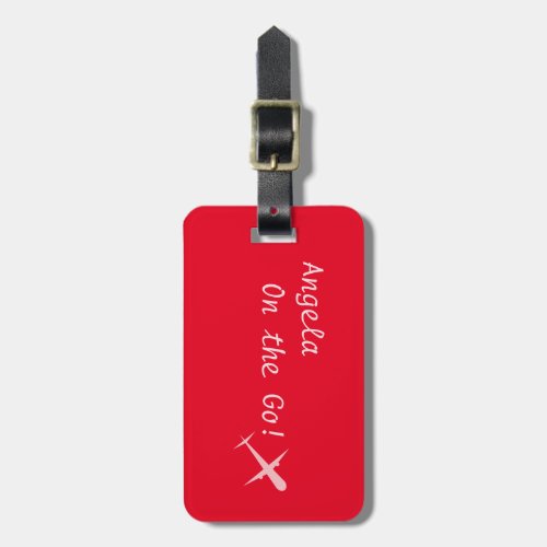Personalized On the Go Airplane Ferrari Red Luggage Tag
