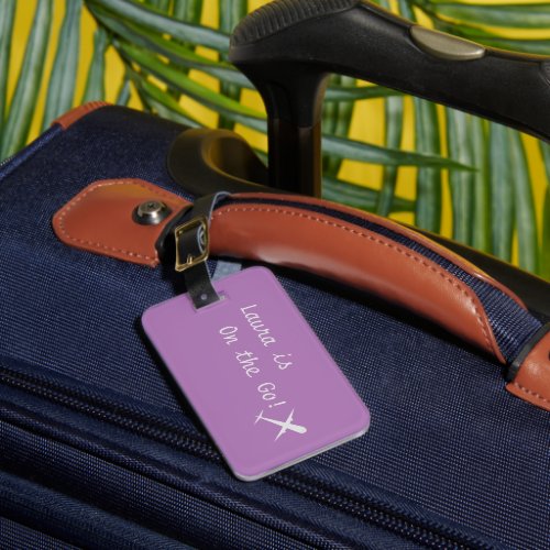 Personalized On the Go Airplane Lavender Luggage Tag