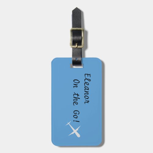 Personalized On the Go Airplane on Picton Blue  Luggage Tag
