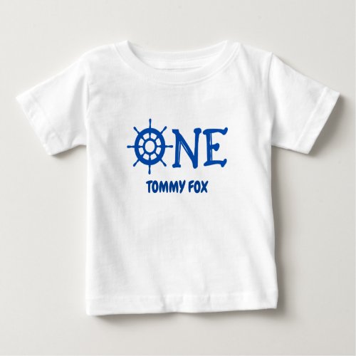 Personalized One 1st Happy Birthday Boat Wheel  Baby T_Shirt