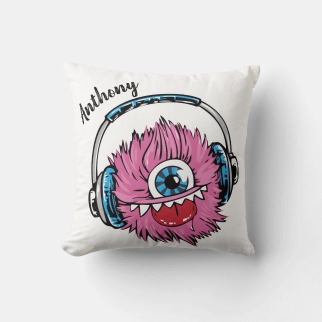 Personalized One Eyes Monster Throw Pillow (Front)